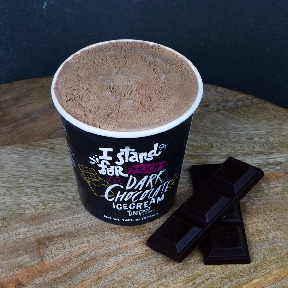 Rich Dark Chocolate Ice Cream Tin Pot Creamery